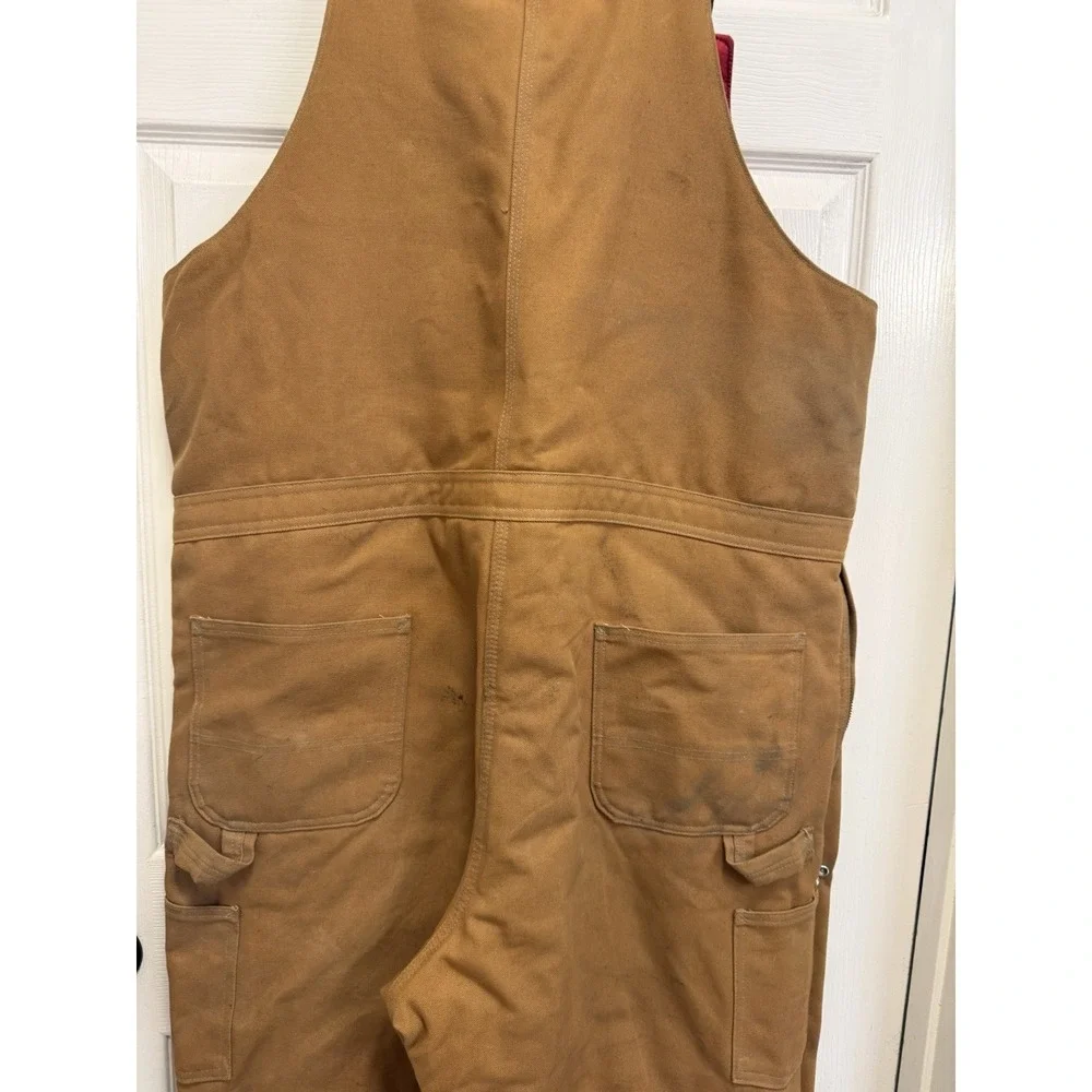 Carhartt Bib Overalls Lined Men's 38x34 Double Knee Canvas Duck R38 BRN